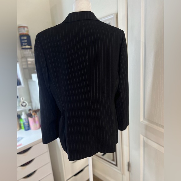 Vintage collections for le suit sz 16 black pinstriped straight blazer 0565 - Picture 3 of 5